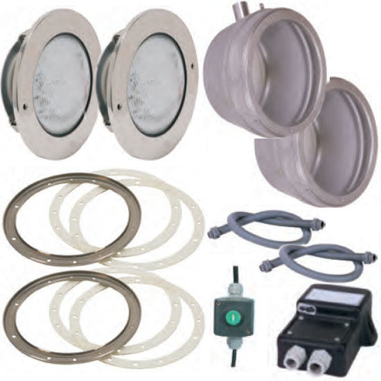Stainless steel LED-RGB headlight set 2