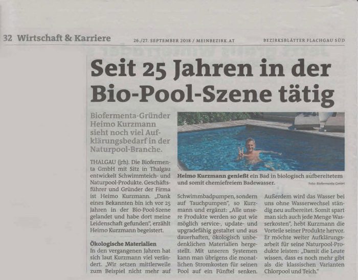 Active in the bio-pool scene for 25 years